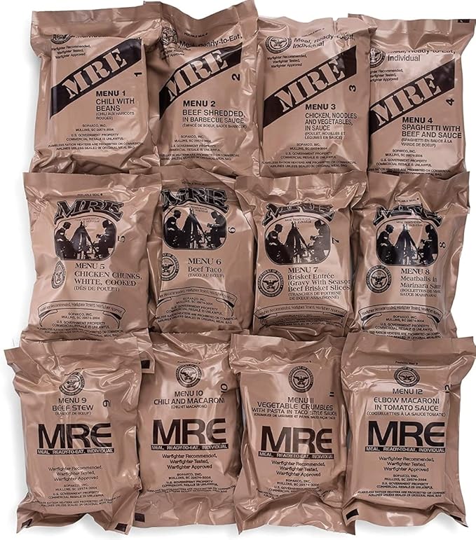 3 random MRE food entrees
